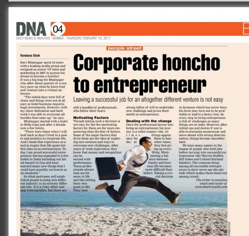 Corporate honcho to entrepreneur